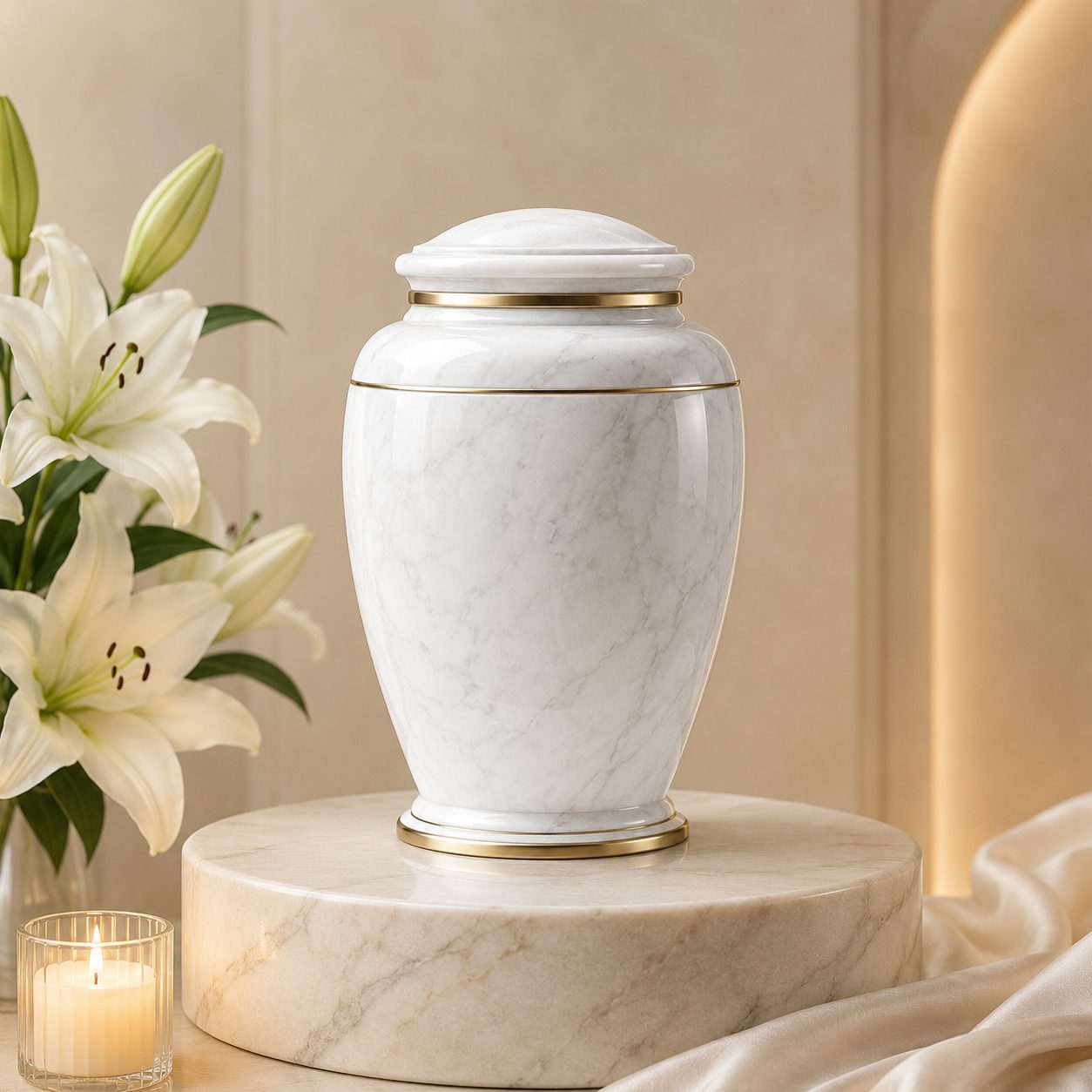 Urna cineraria in marmo bianco di Carrara - cremazione Napoli